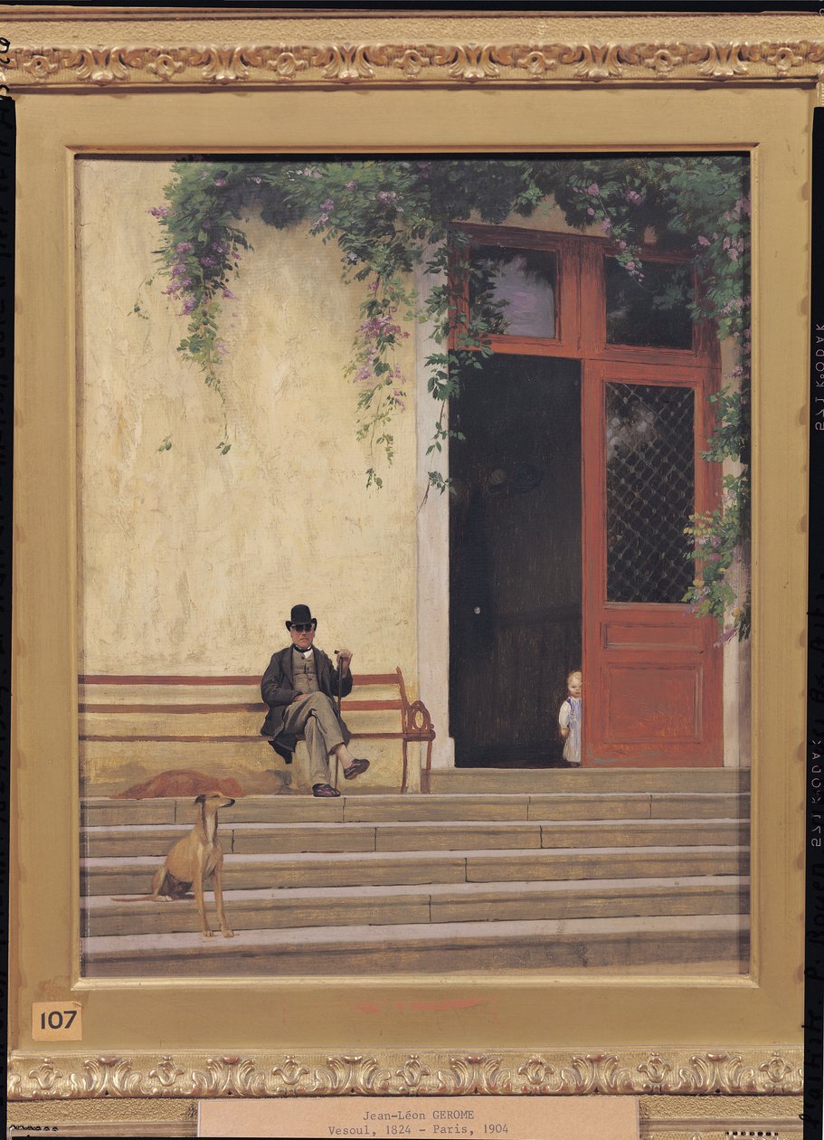 Umělcův otec a syn na prahu jeho domu, c.1866-67 od Jean Leon Gerome