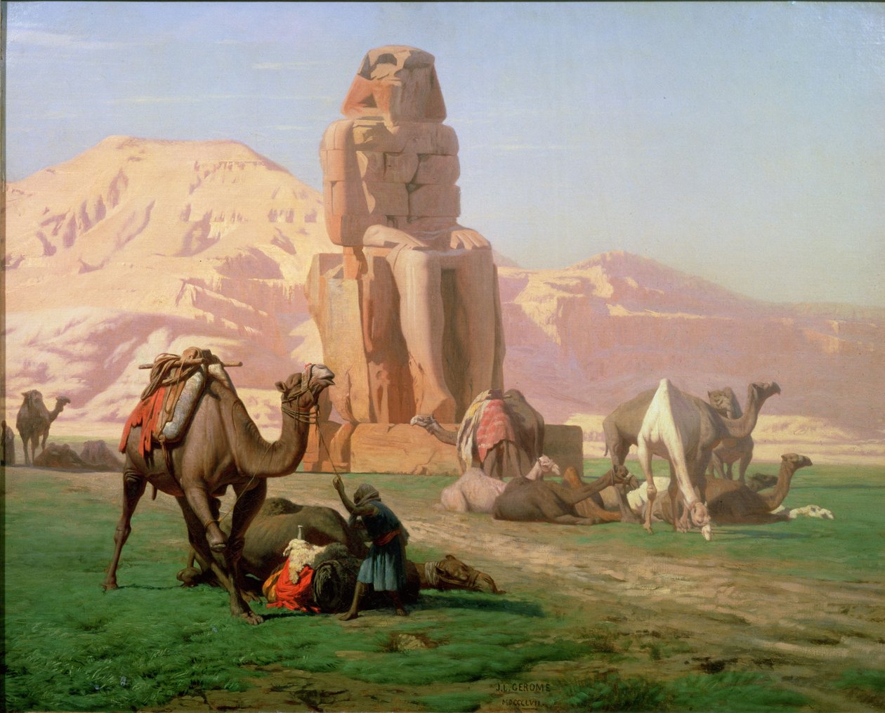 Memnonův kolos, 1857 od Jean Leon Gerome
