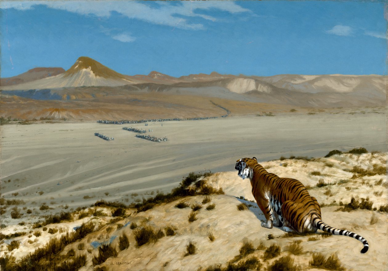 Tygr na hlídce, kolem roku 1888 (olej na plátně) od Jean Leon Gerome