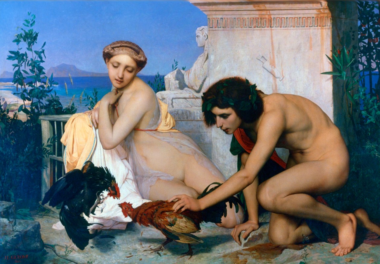 Mladí Řekové povzbuzují kohouty k boji, 1846 od Jean Leon Gerome