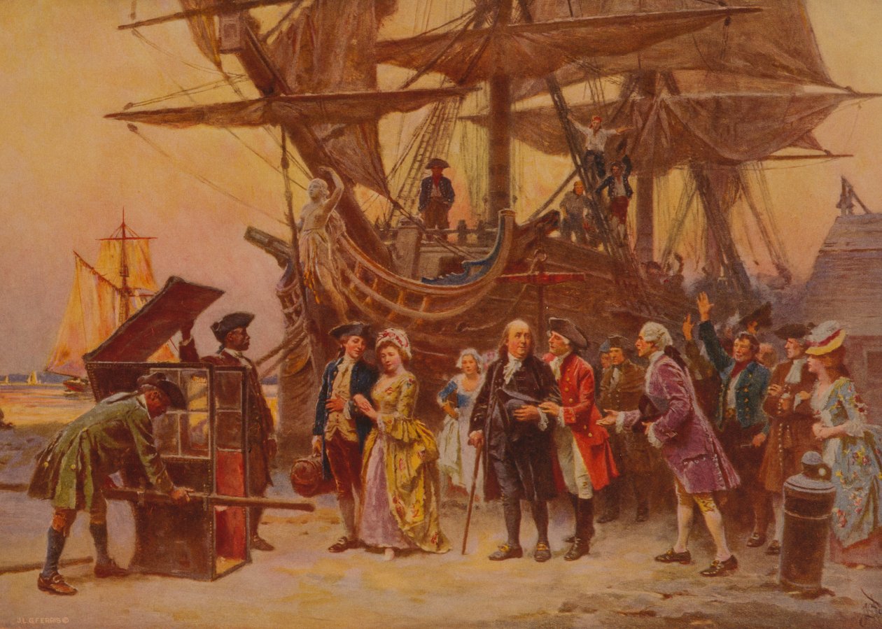 Franklinův návrat do Philadelphie, kolem roku 1930 od Jean Leon Gerome Ferris