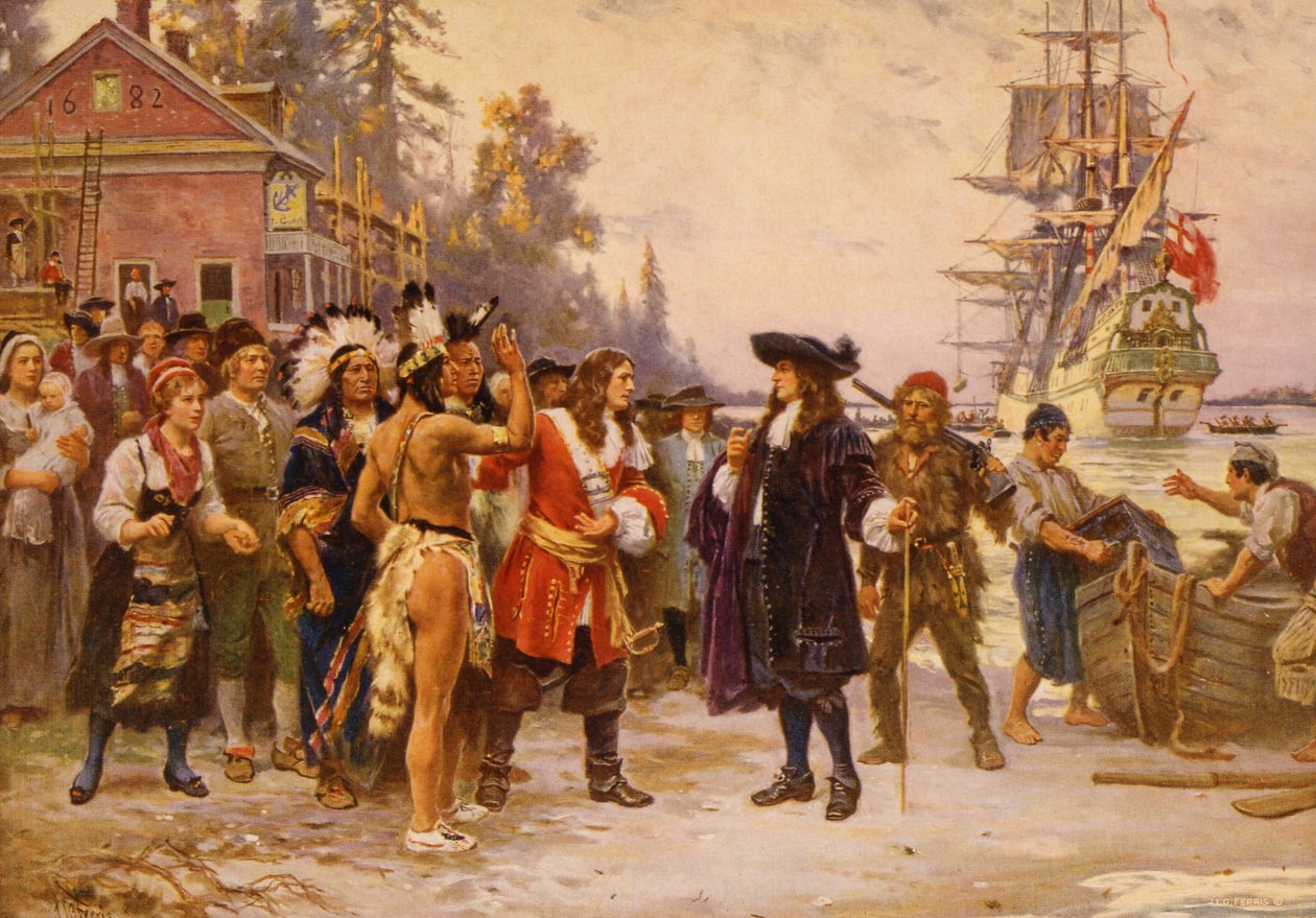 Vylodění Williama Penna, kolem roku 1930 od Jean Leon Gerome Ferris