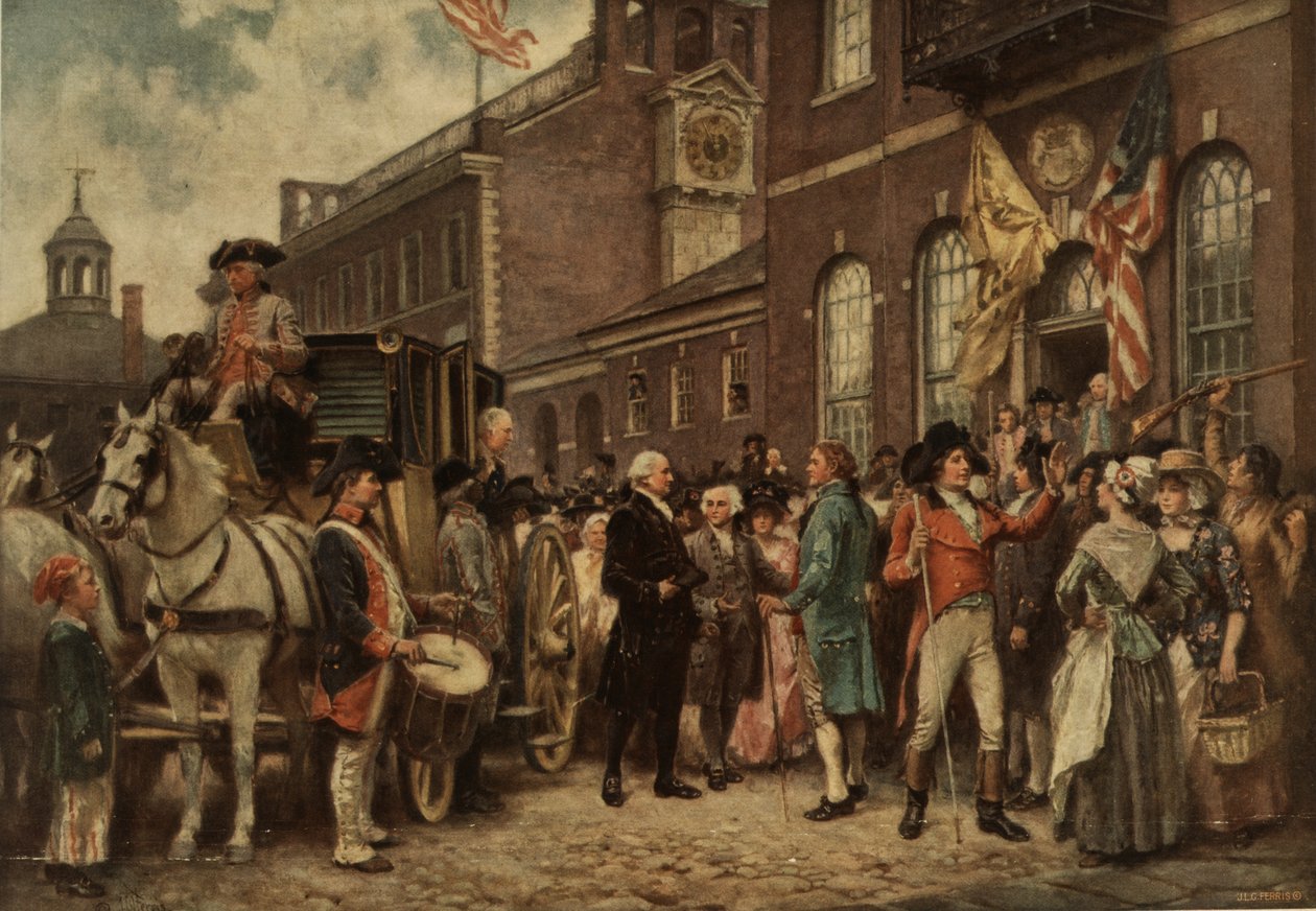 Washingtonova inaugurace ve Philadelphii, kolem roku 1930 od Jean Leon Gerome Ferris