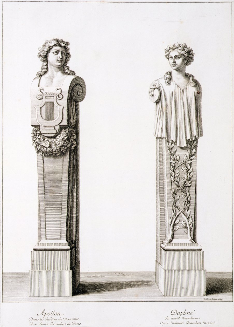 Busty Apollóna a Dafné od Louise Leramberta ve Versailles, 1674 od Jean Lepautre