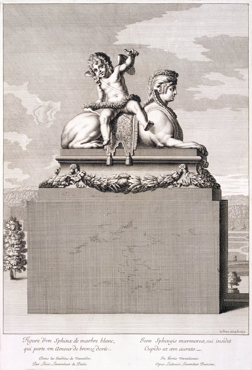 Figura sfingy ve Versailles, 1676 od Jean Lepautre
