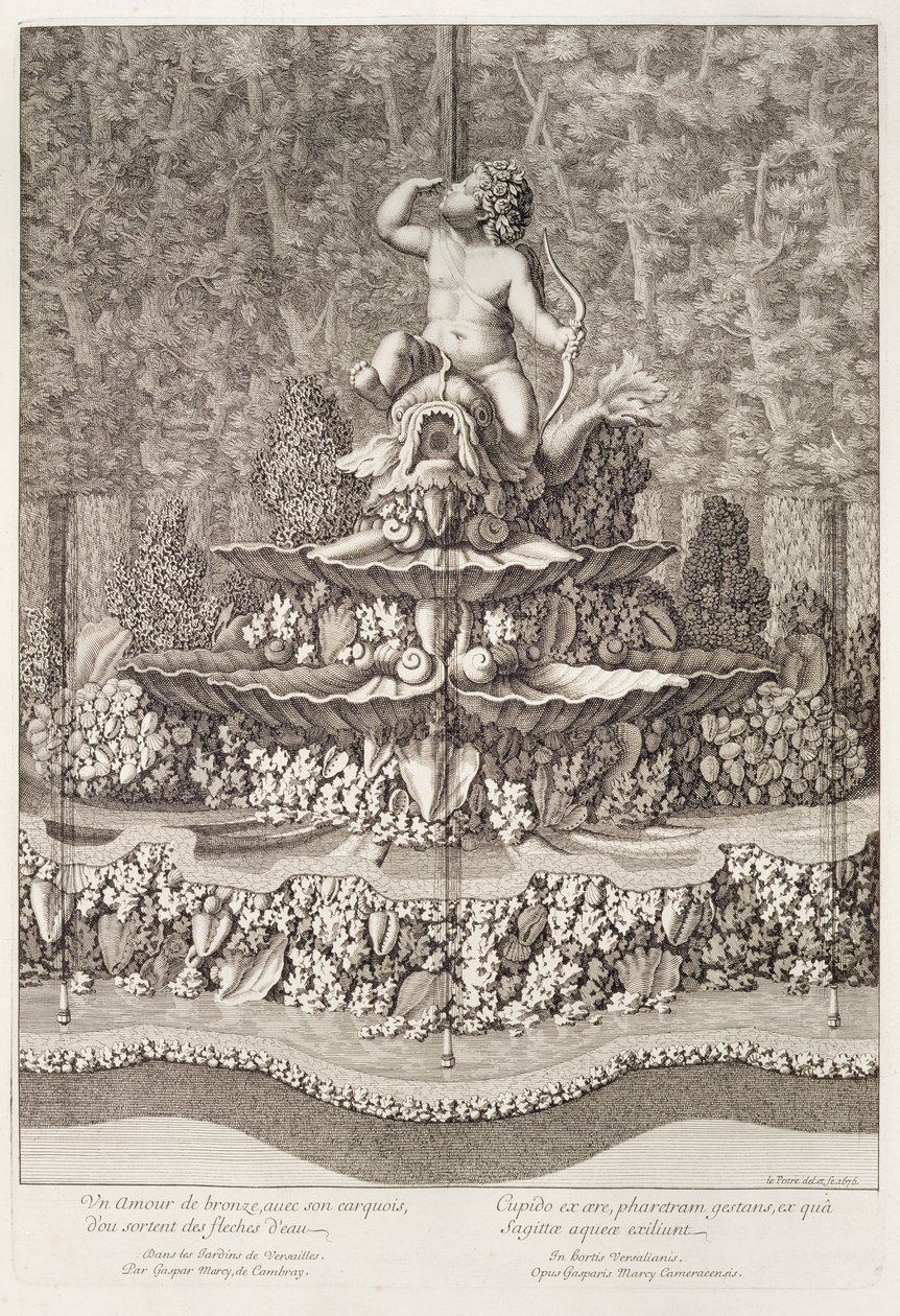 Fontána s amorem od Gaspara Marcyho ve Versailles, 1676 od Jean Lepautre
