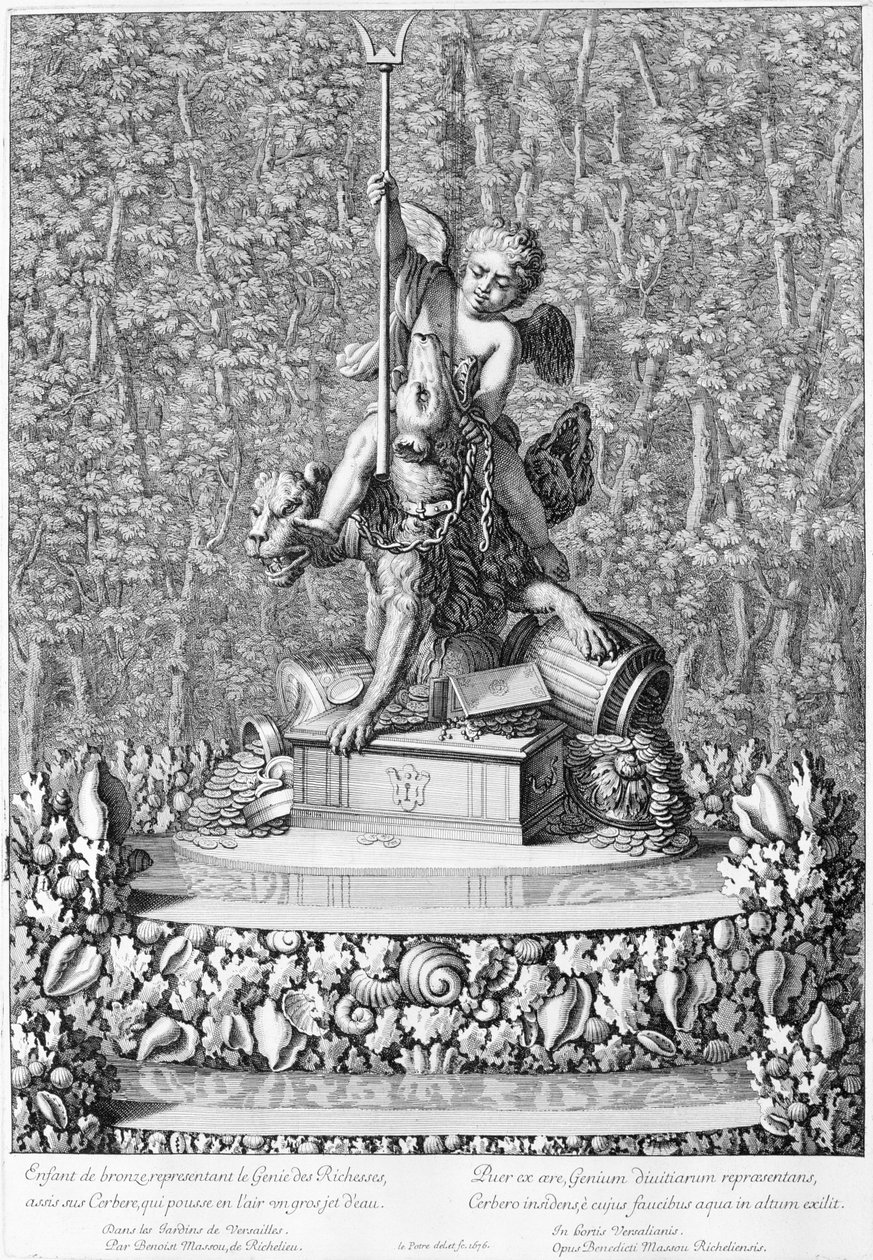 Fontána s géniem bohatství, Versailles, 1676 od Jean Lepautre