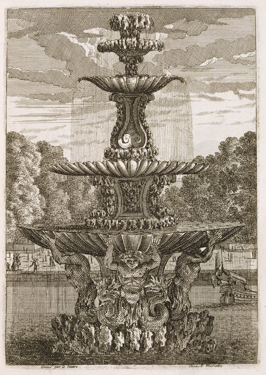 Talíř z fontán a vodních trysek v italském stylu, 1661 od Jean Lepautre