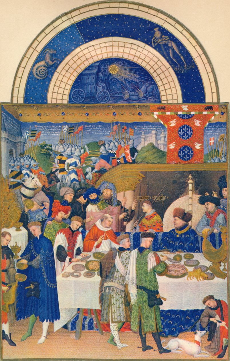 Leden - Vévoda de Berry u stolu, 15. století, 1939. od Jean Limbourg