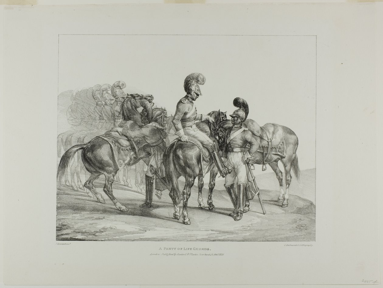 Strana plavčíků, deska 5 z knihy Různé náměty kreslené ze života a na kameni (The English Suite) od Jean Louis André Théodore Géricault