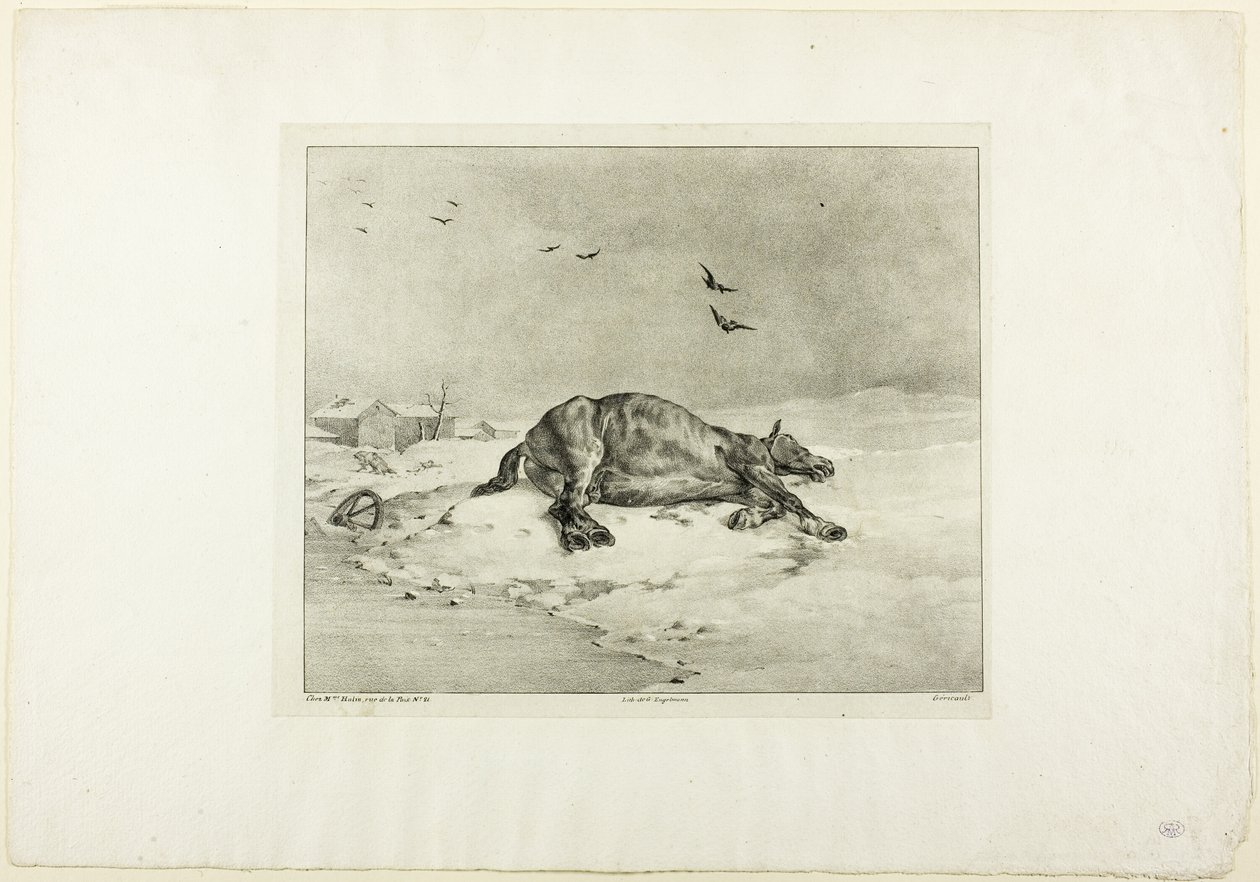Mrtvý kůň od Jean Louis André Théodore Géricault