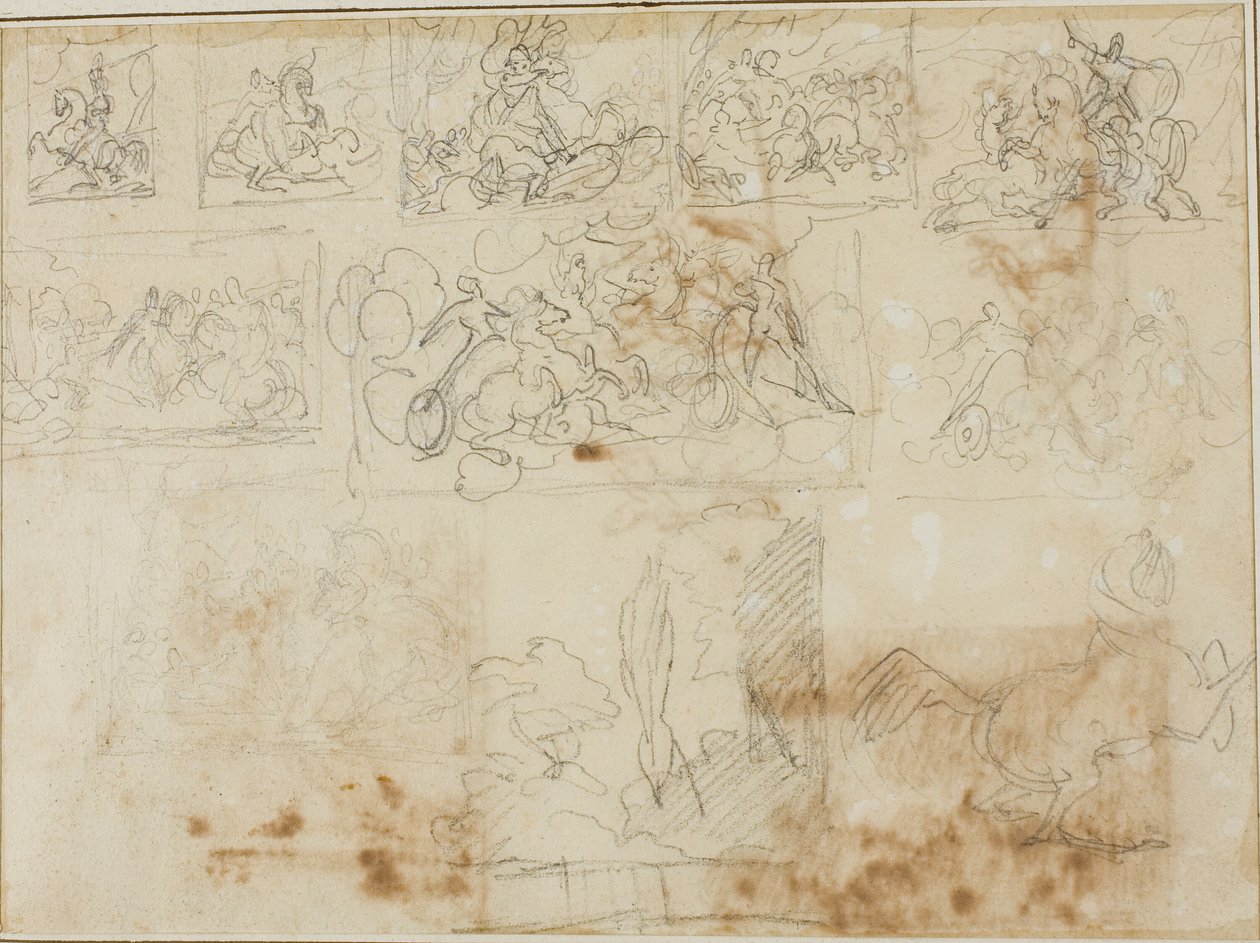 Jedenáct kompozičních skic od Jean Louis André Théodore Géricault