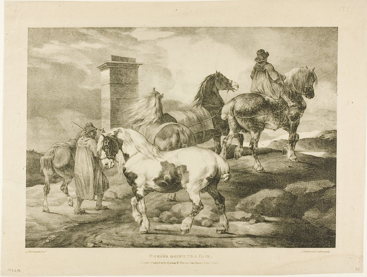 Koně jdoucí na veletrh, deska 3 z různých námětů kreslených ze života na kameni od Jean Louis André Théodore Géricault
