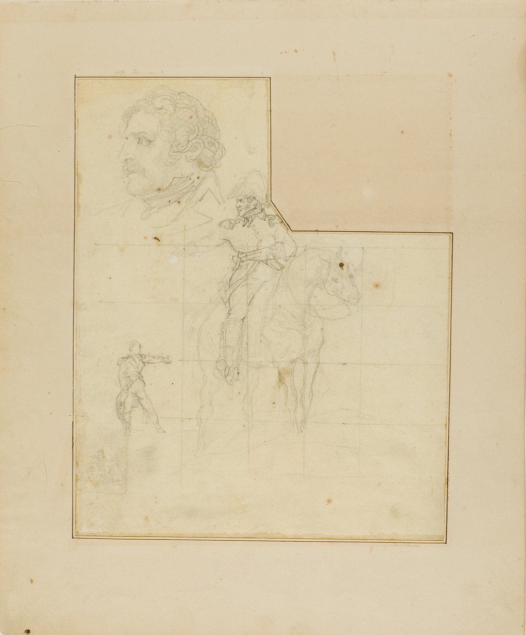 Jezdecký důstojník a další náčrty od Jean Louis André Théodore Géricault