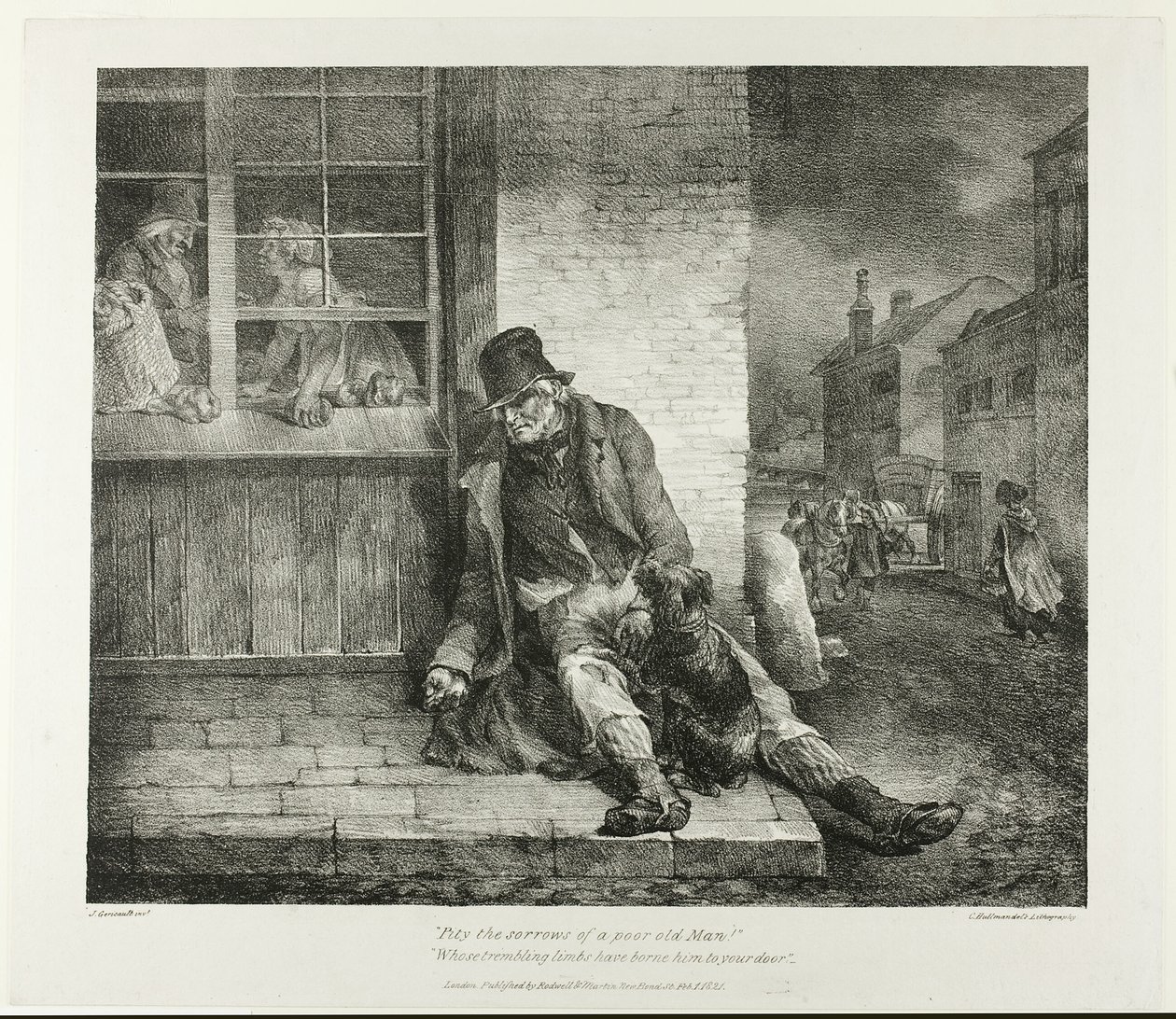 Lítost nad smutkem ubohého starce... deska 2 z různých námětů kreslených ze života na kameni od Jean Louis André Théodore Géricault