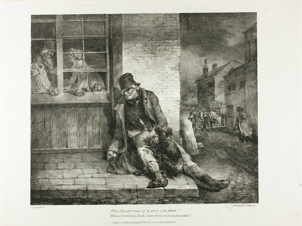 Lítost nad smutkem ubohého starce... deska 2 z různých námětů kreslených ze života a na kameni (The English Suite) od Jean Louis André Théodore Géricault