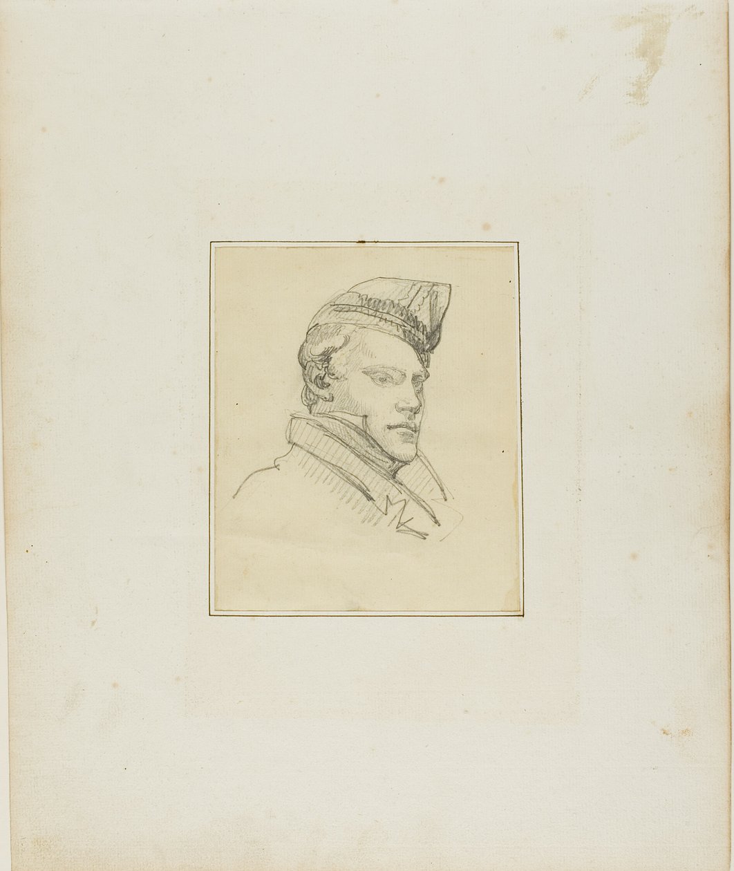Portrét mladého muže ve vojenské čepici od Jean Louis André Théodore Géricault