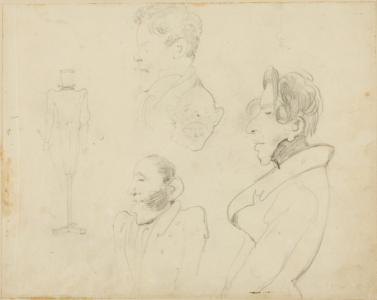 List s karikaturami od Jean Louis André Théodore Géricault