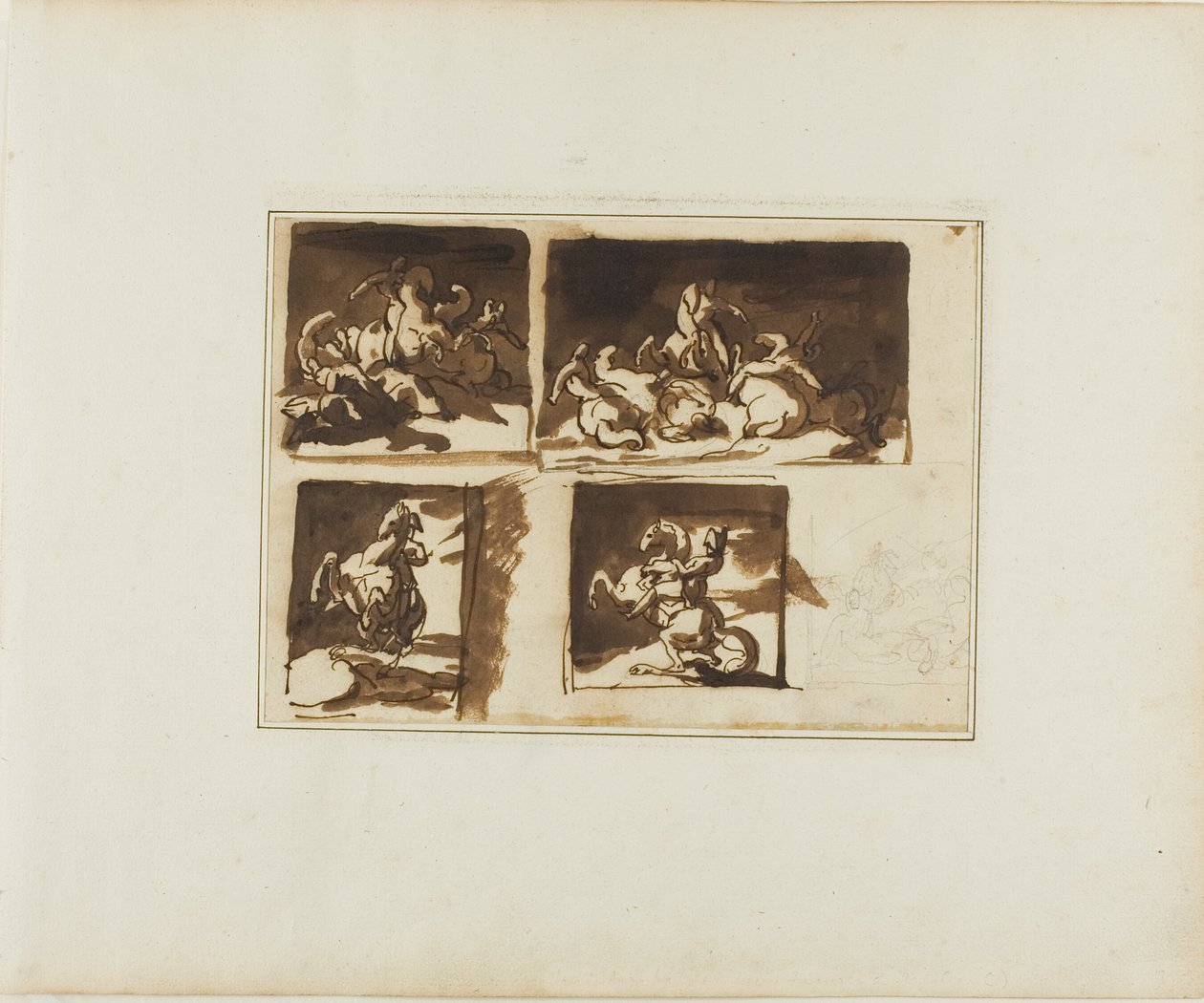Náčrtky pro jezdeckou bitvu a jízdního důstojníka od Jean Louis André Théodore Géricault