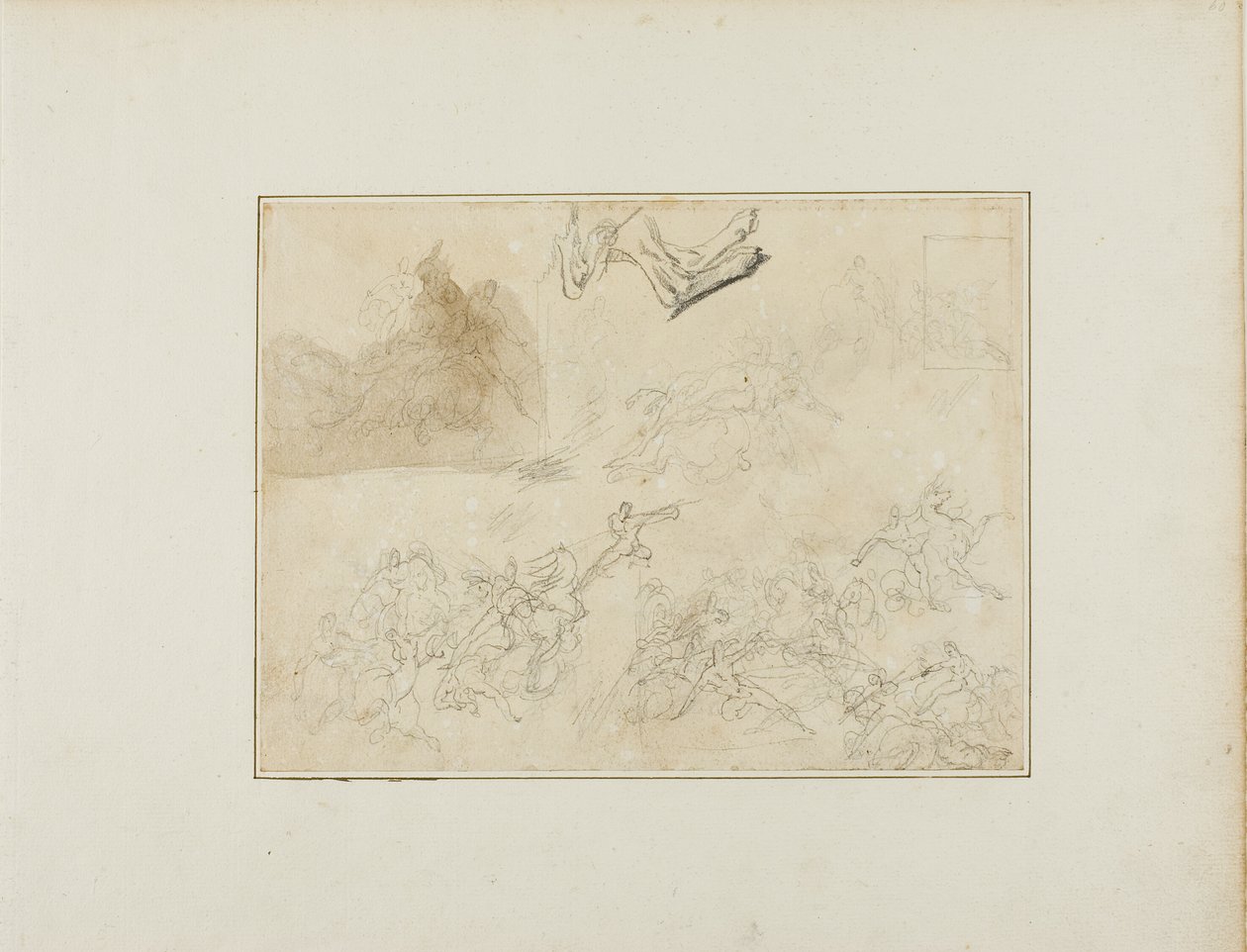 Náčrtky pro jezdeckou bitvu; zadní nohy psa od Jean Louis André Théodore Géricault