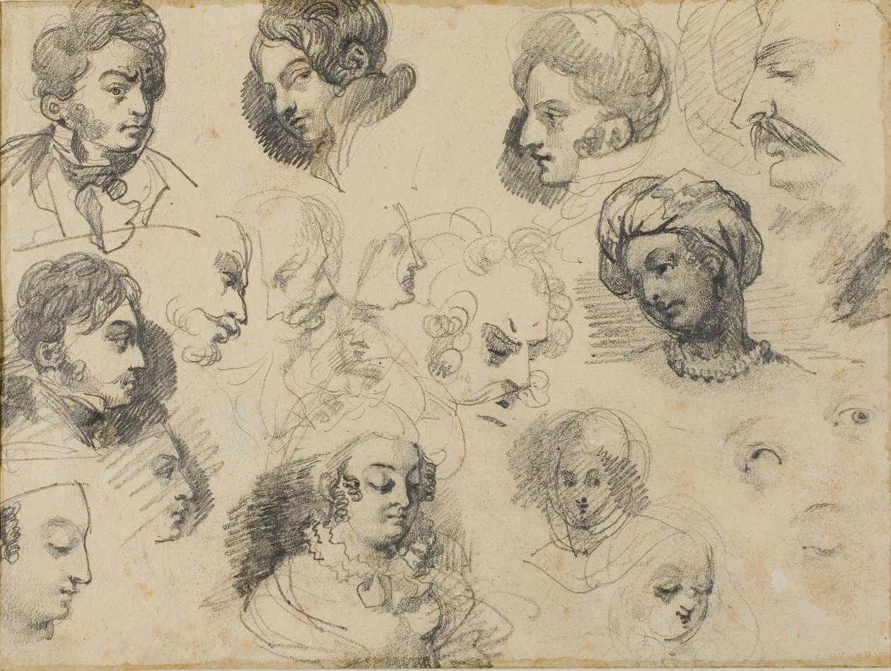 Náčrty hlav od Jean Louis André Théodore Géricault