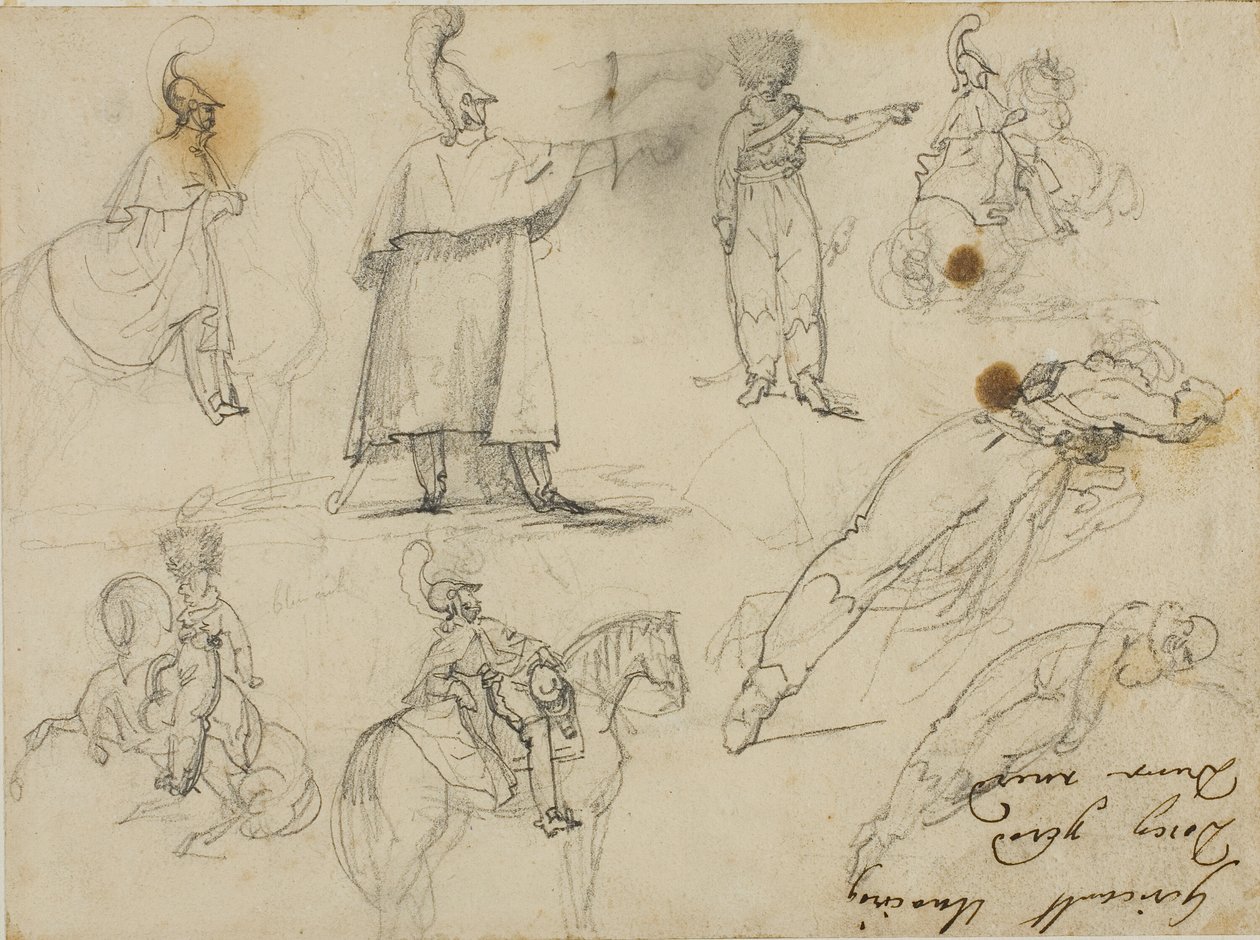 Skici vojáků a koní od Jean Louis André Théodore Géricault
