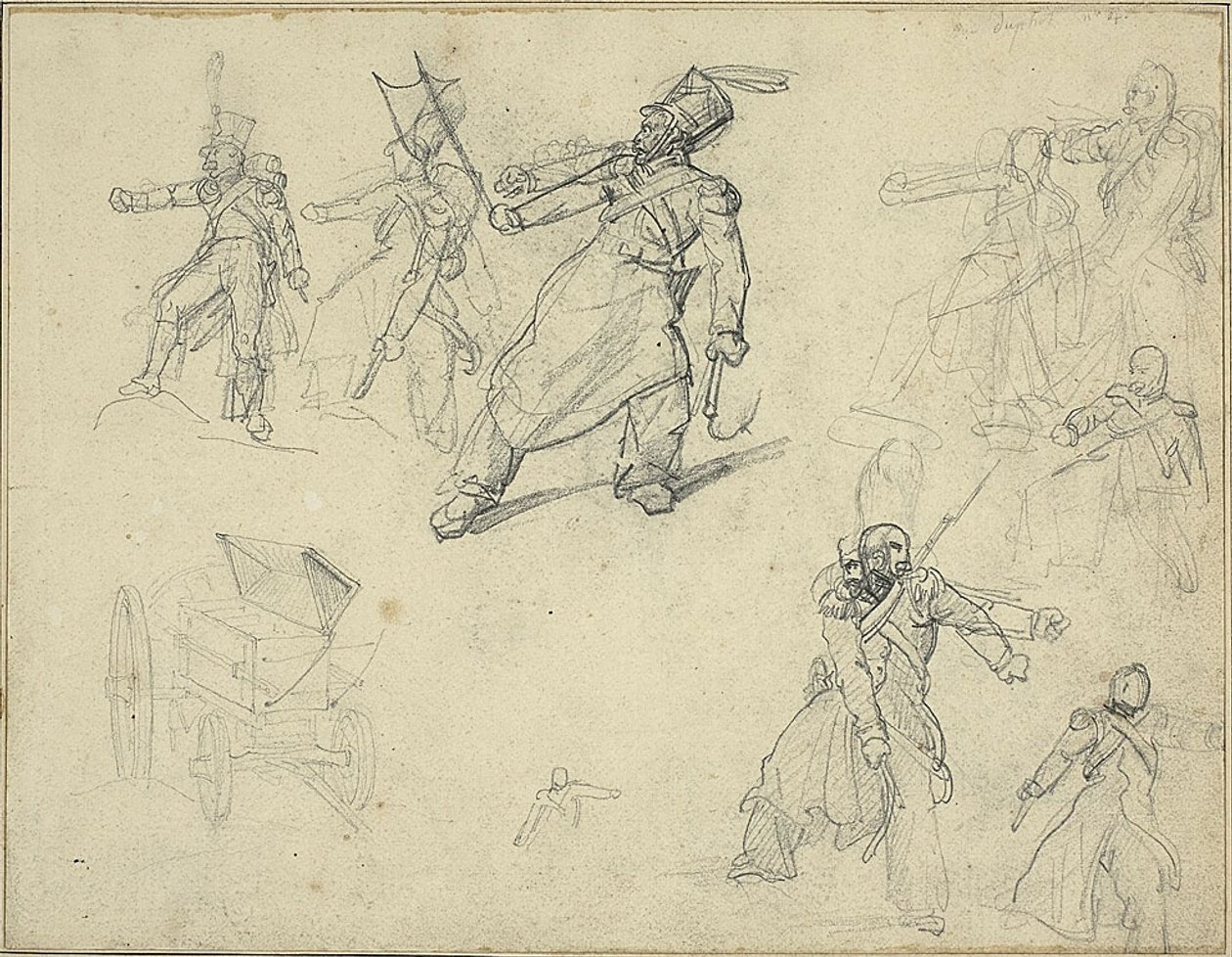 Studie granátníka a muničního vozíku od Jean Louis André Théodore Géricault