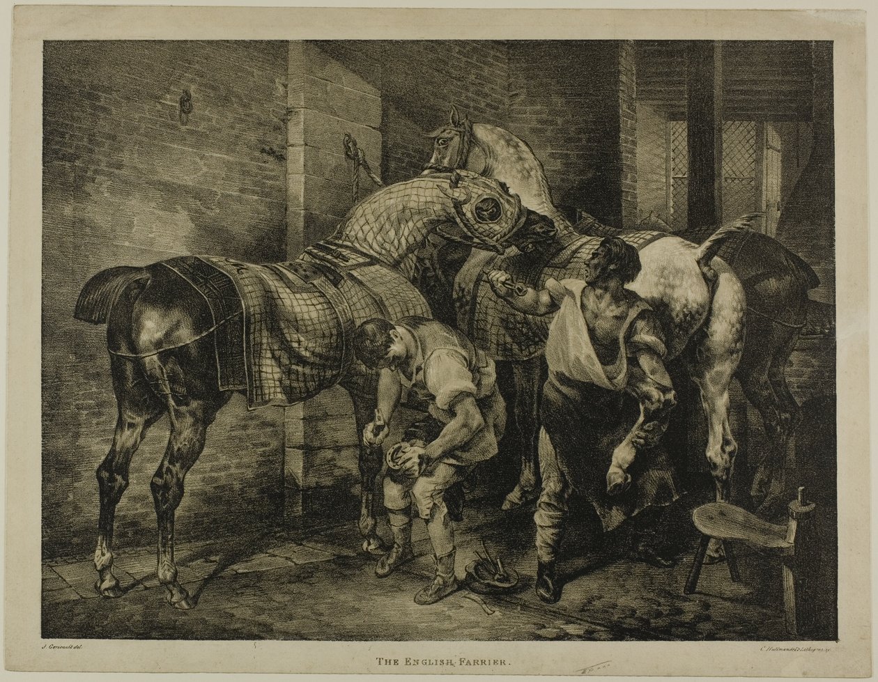 The English Farrier, deska 10 z Různé náměty kreslené ze života na kameni od Jean Louis André Théodore Géricault
