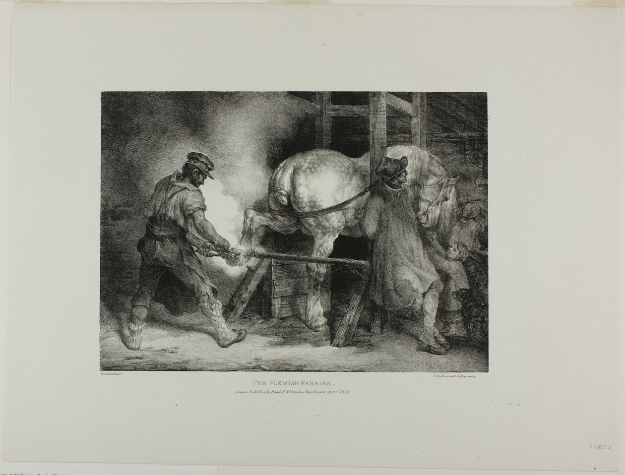Vlámský sedlář, deska 4 z knihy Různé náměty kreslené ze života a na kameni (The English Suite) od Jean Louis André Théodore Géricault