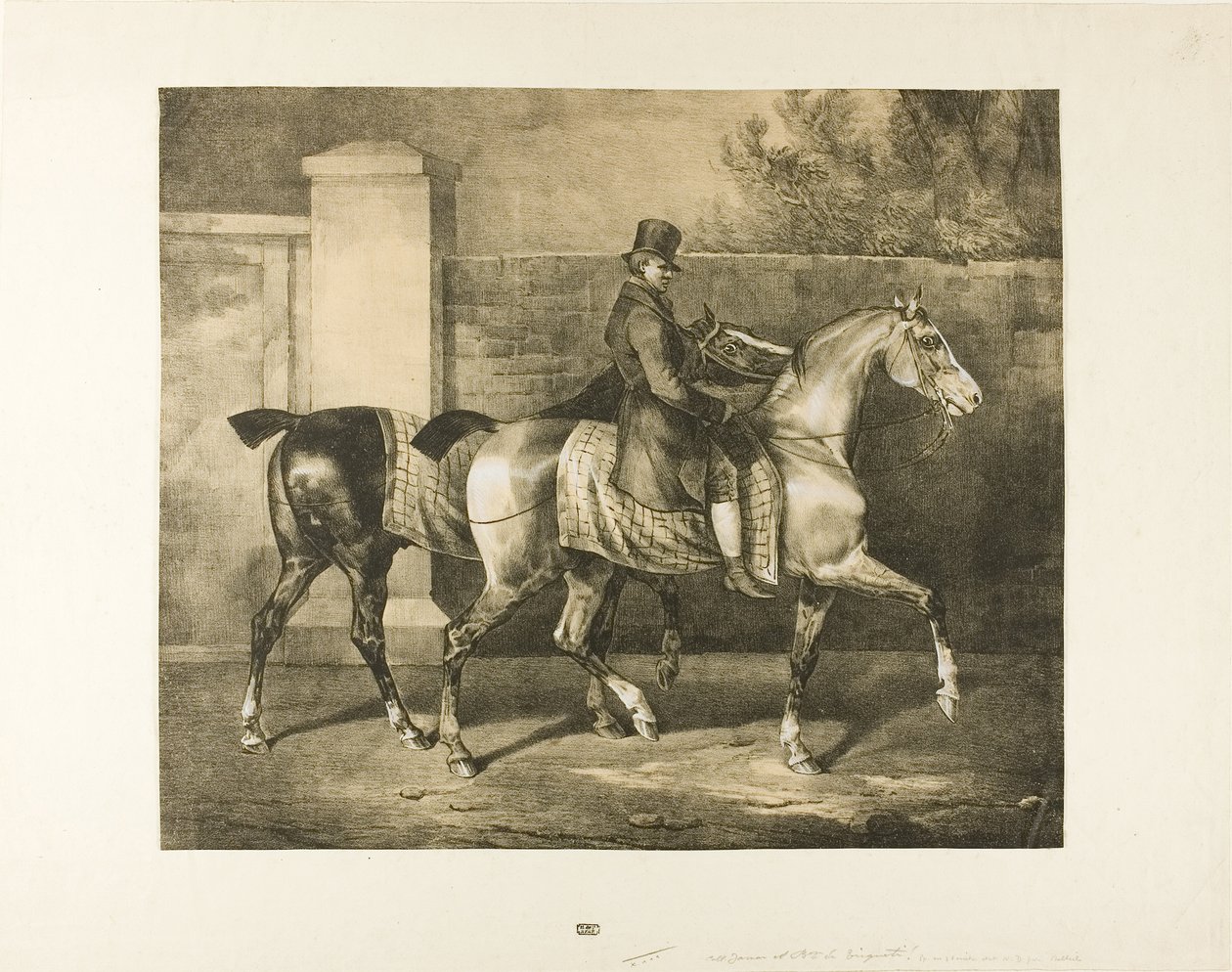 Dva koně vedeni žokejem od Jean Louis André Théodore Géricault