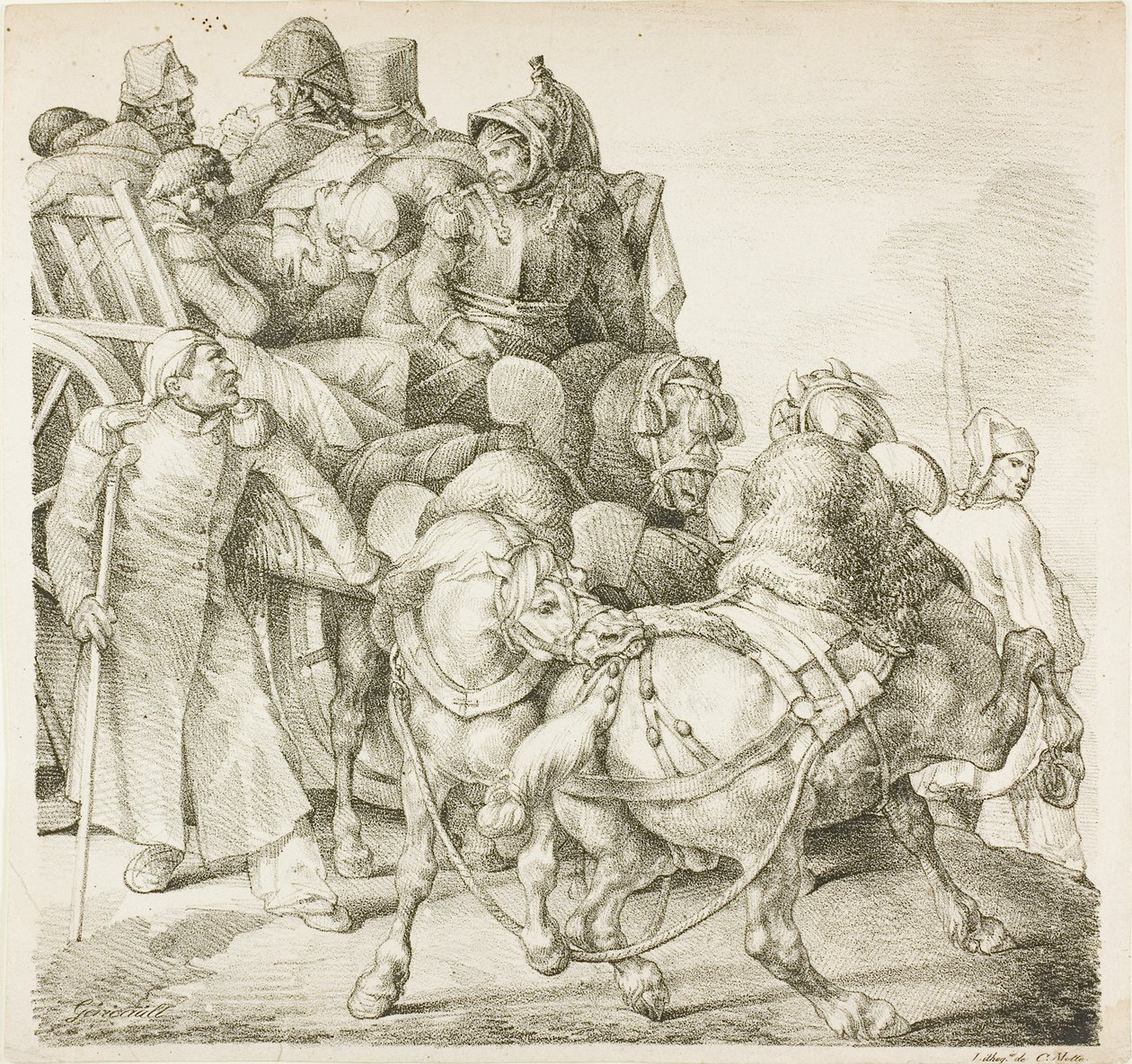 Vůz se zraněnými vojáky od Jean Louis André Théodore Géricault