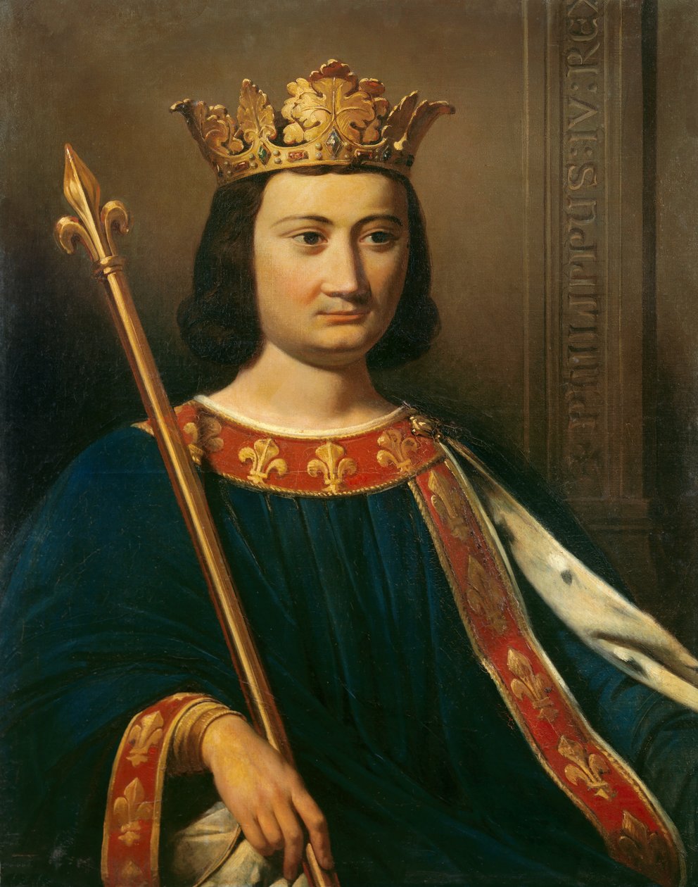Portrét Filipa IV. Bela (1268 - 1314), francouzského krále. Obraz Jeana-Louise Bezarda (1799-1881). od Jean Louis Bezard