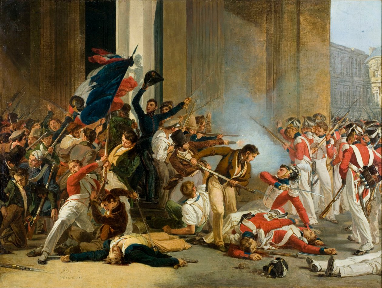 Dobytí Louvru, 29. července 1830. Masakr švýcarské gardy, c. 1832. od Jean Louis Bezard
