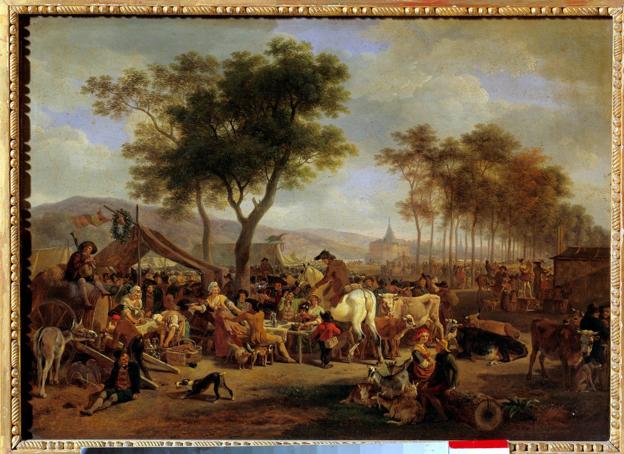 Jarmark u vchodu do vesnice Scéna jídla a obchodu na vesnickém jarmarku. Obraz Jean-Louis Demarne (1744-1829) Sun. 036x0,5m od Jean Louis Demarne