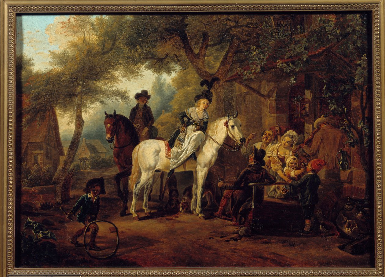 Zastávka pro cestující. Obraz Jean Louis Demarne (1744-1829) od Jean Louis Demarne