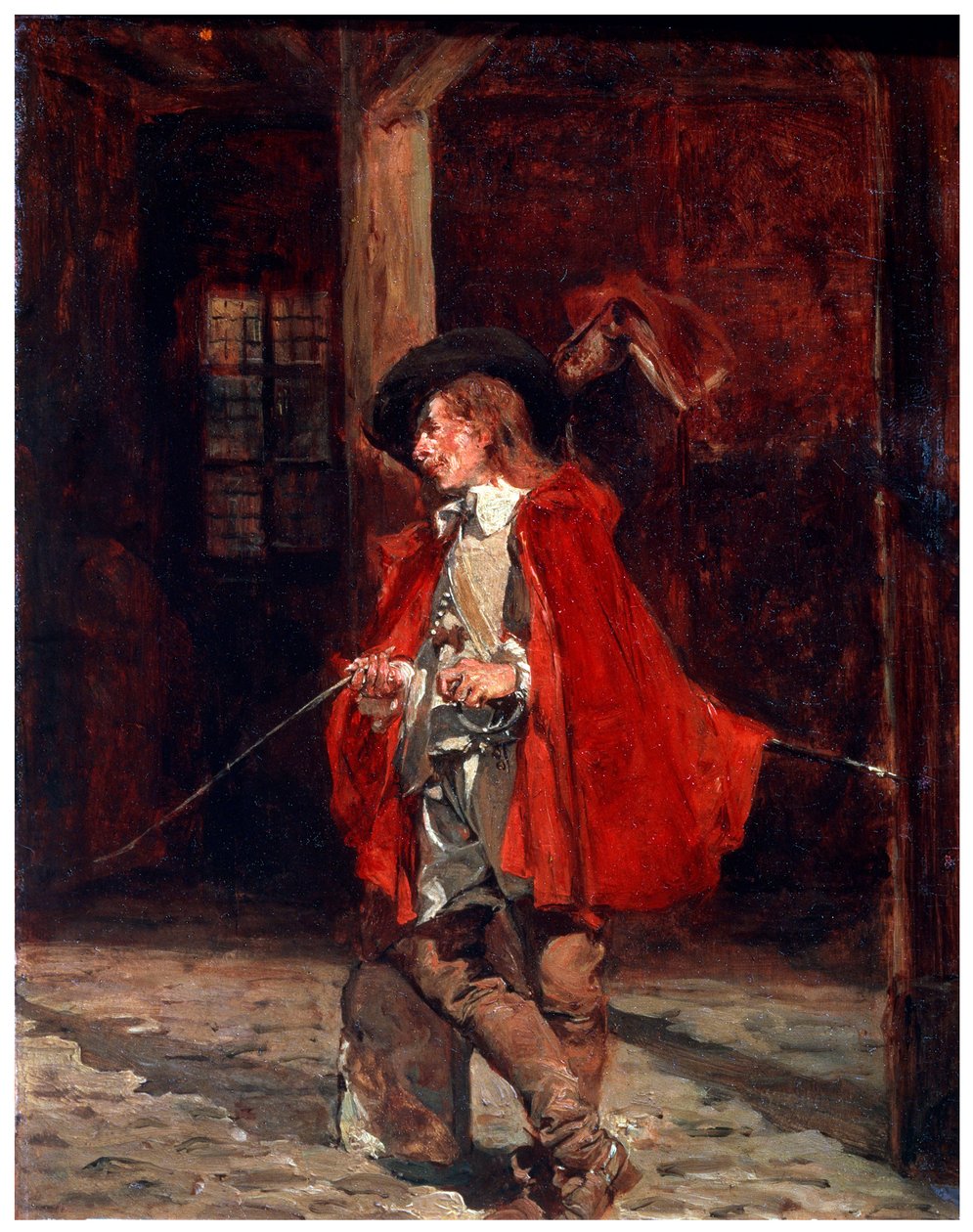 Bretteur šermíř v červeném plášti, 19. století od Jean Louis Ernest Meissonier