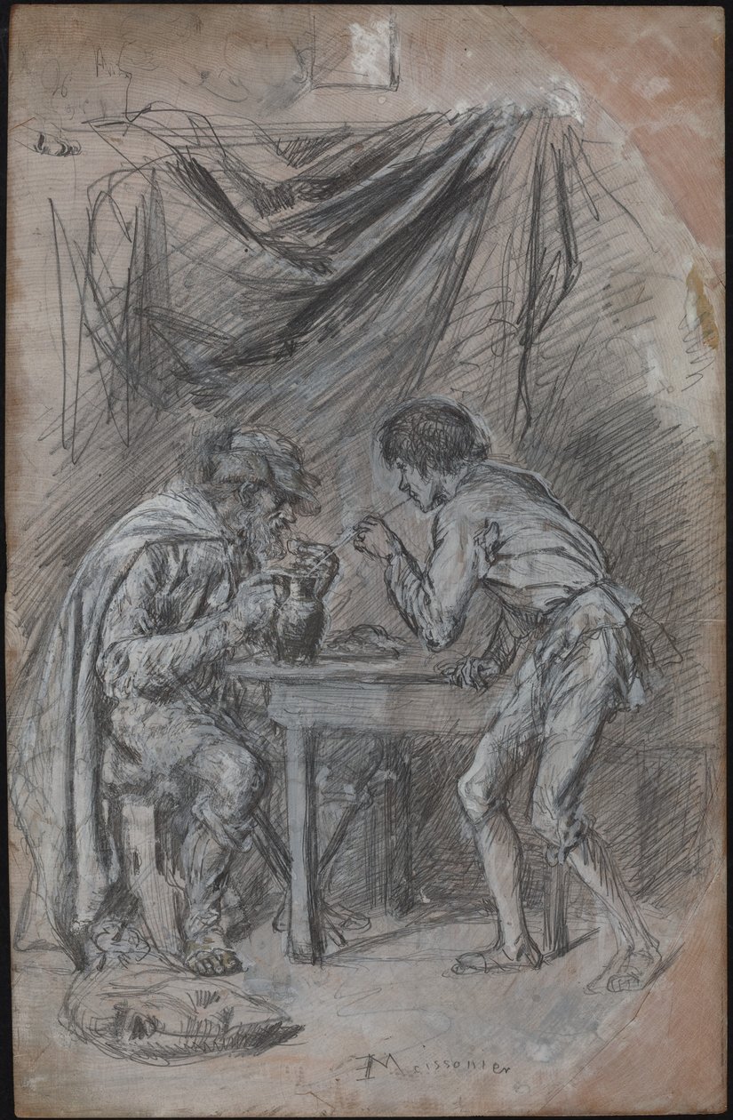 Lazarillo de Tormes kradl nápoj slepému muži od Jean Louis Ernest Meissonier