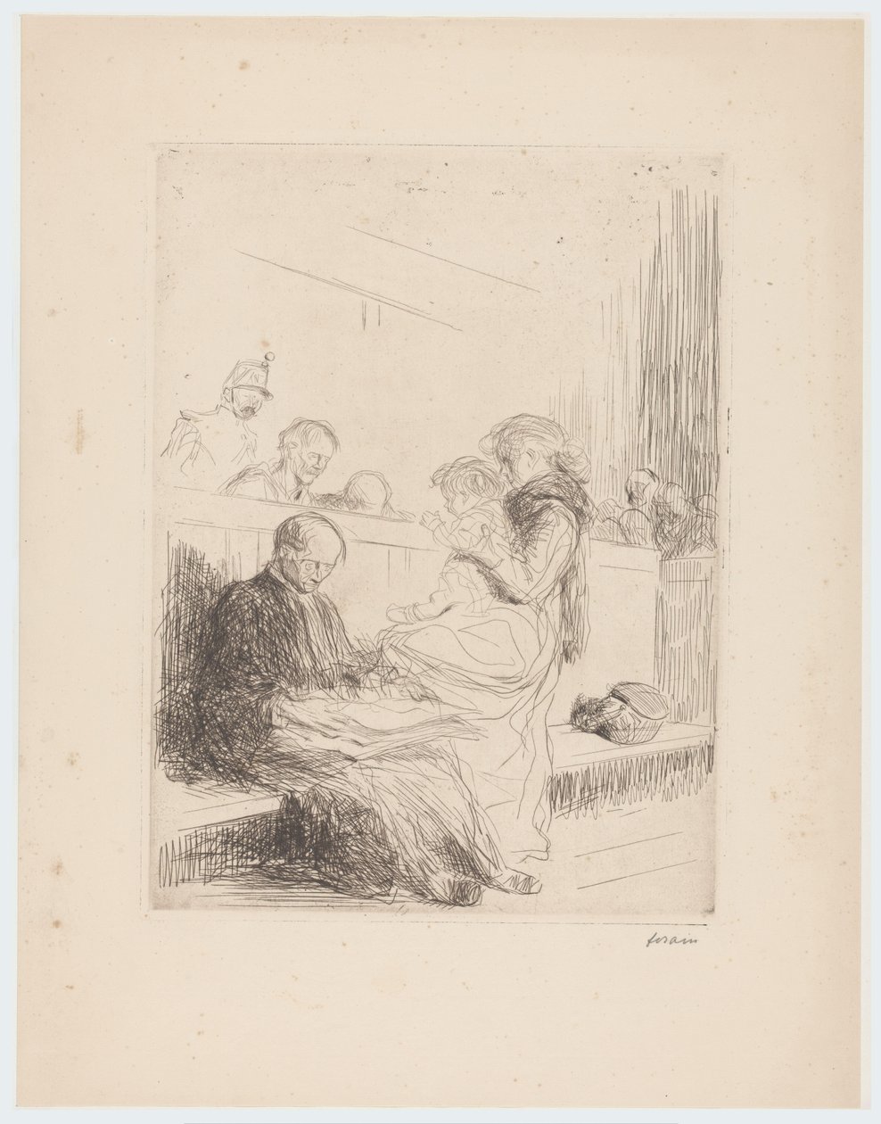Právník s klienty u soudu od Jean Louis Forain (signed by artist)