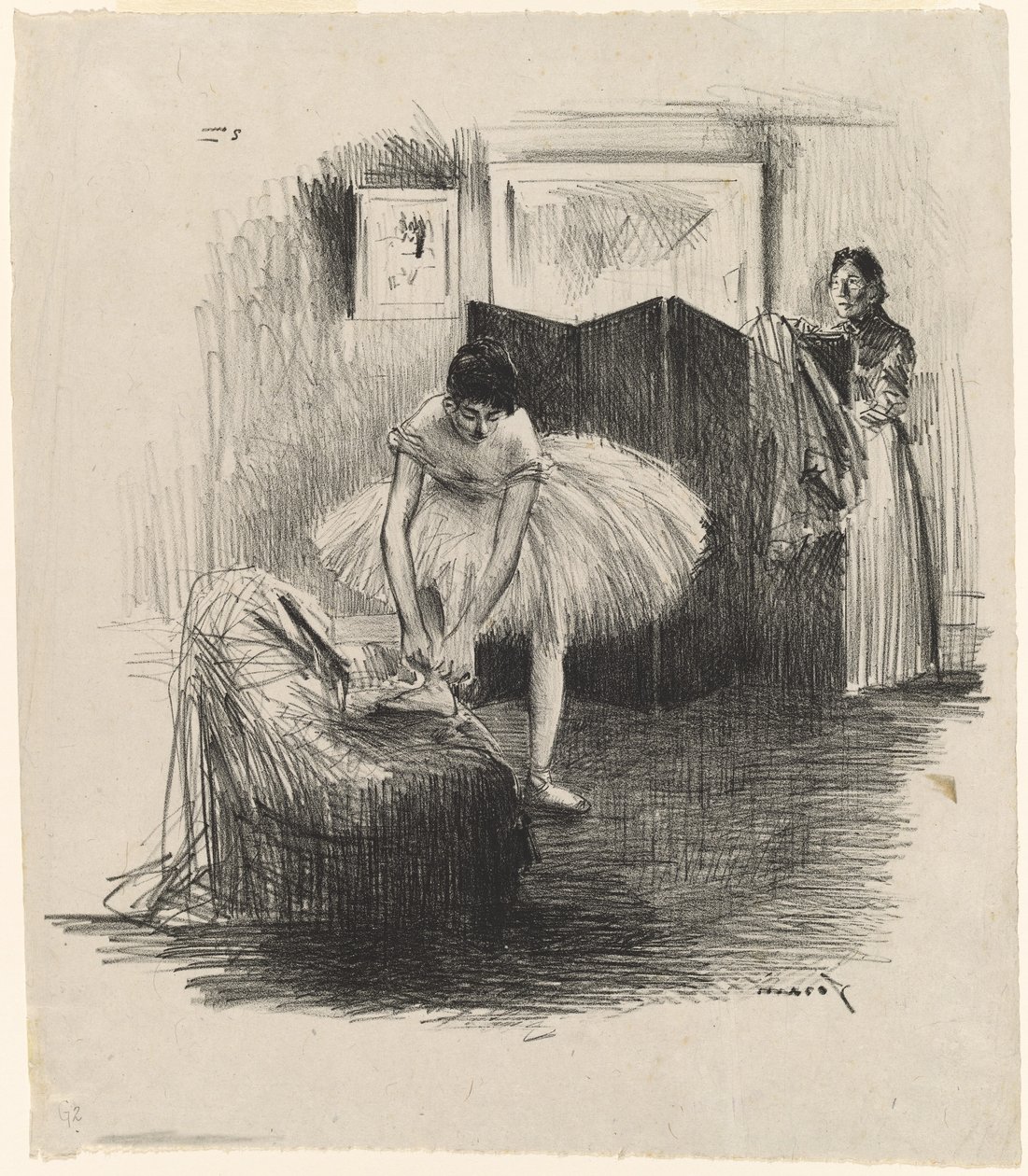 Tanečnice vázání její pantofle od Jean Louis Forain