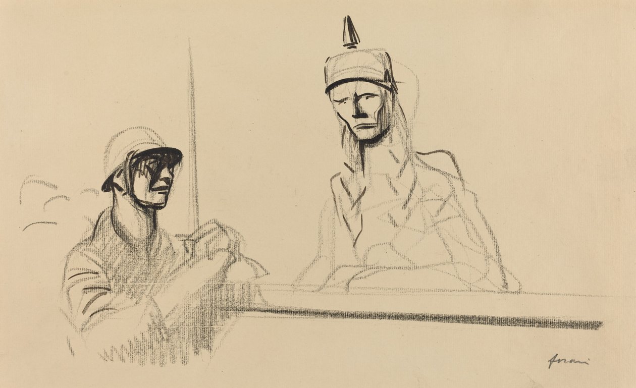 Francouzský voják oslovující Germanii, c. 19141919. od Jean Louis Forain