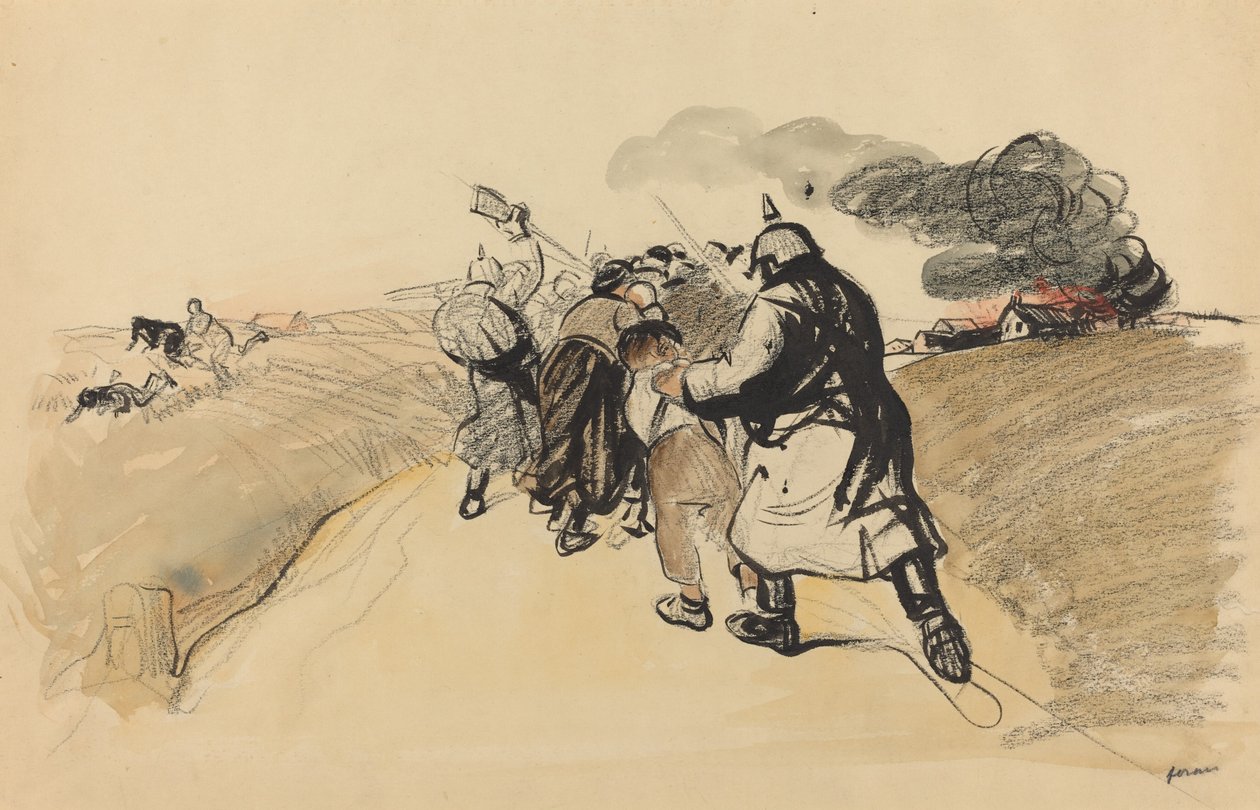 Německý nálet na vesnici od Jean Louis Forain