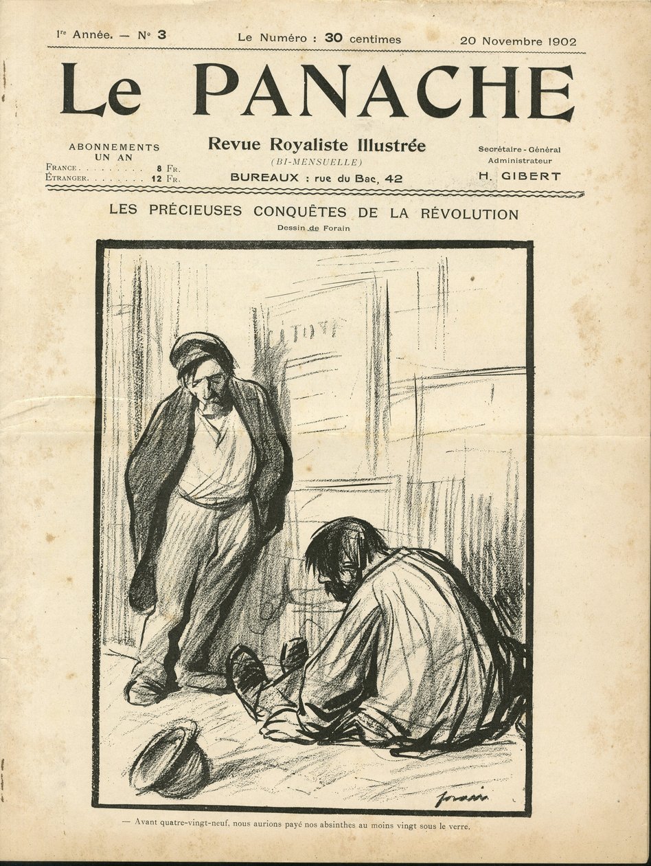 Ilustrace Jean-Louis Forain (1852-1931) pro obálku Le Panache, royalistického časopisu illustree od Jean Louis Forain