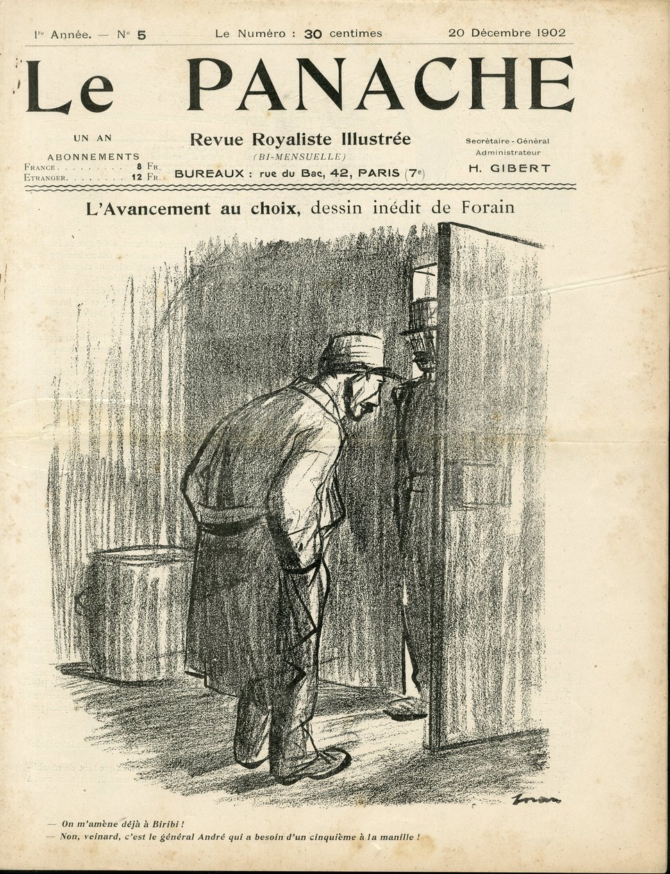 Ilustrace Jean-Louis Forain (1852-1931) pro obálku Le Panache, royalistického časopisu illustree od Jean Louis Forain