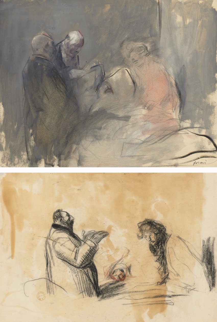 V nemocnici (recto) Náčrt pro V nemocnici (verze) od Jean Louis Forain