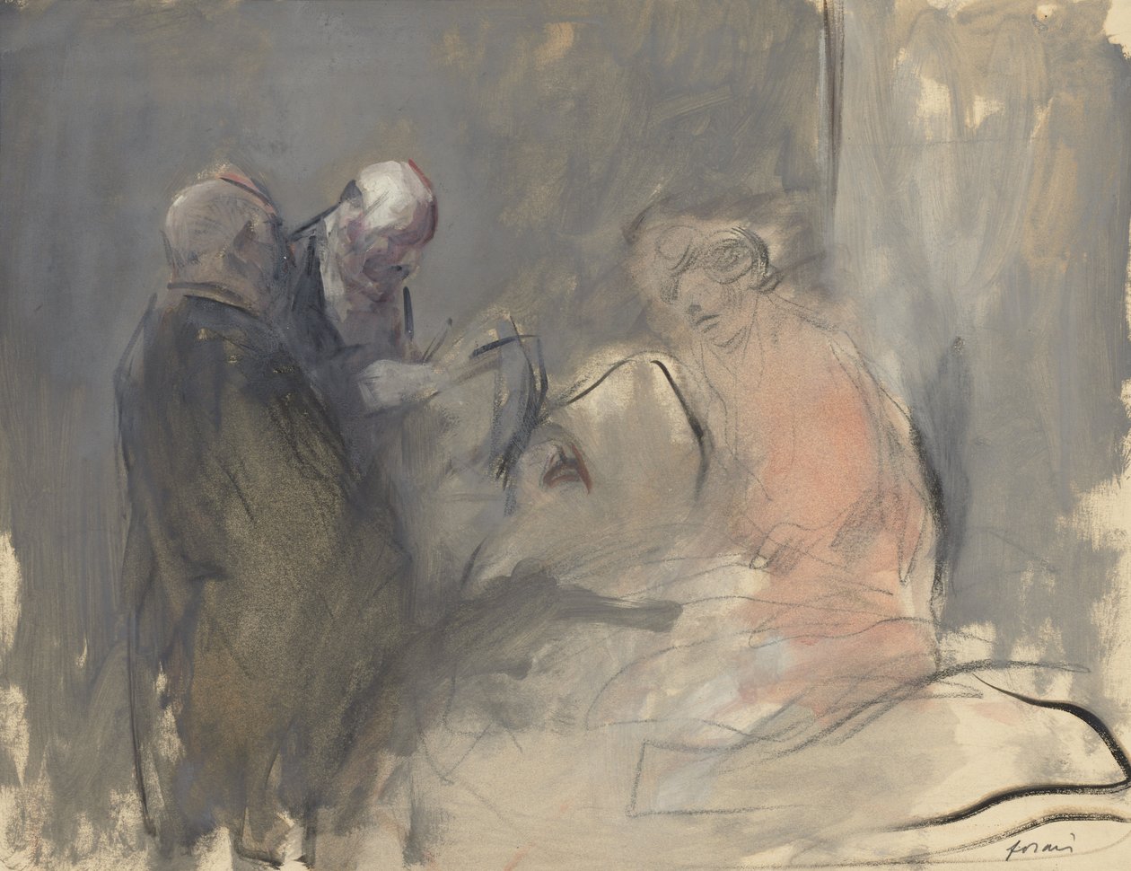 In the Hospital recto Sketch for In the Hospital verso, čtvrté čtvrtletí 1800 nebo první třetina 1900 od Jean Louis Forain