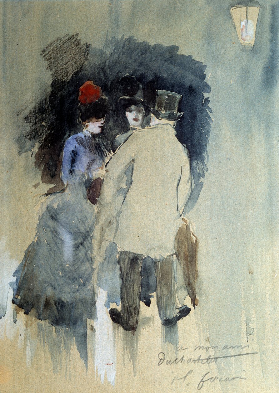 Setkání Akvarel Jeana Louise Foraina (1852-1931) 20. stol. od Jean Louis Forain