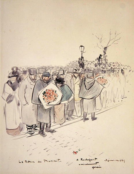Návrat psance, kolem roku 1895 (pero, inkoust a akvarel na papíře) od Jean Louis Forain