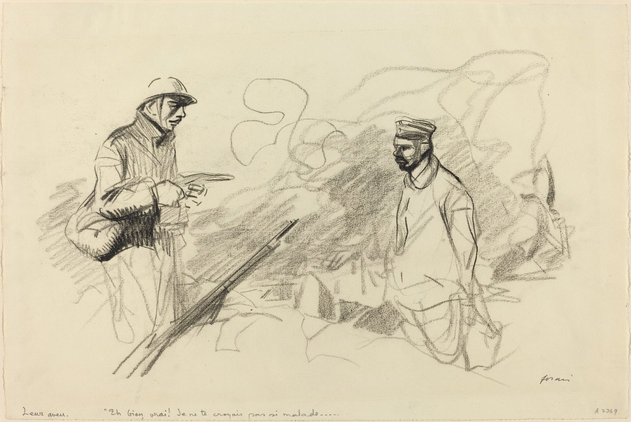 Poilu Acknowlegging German Soldier, pravděpodobně 1918. od Jean Louis Forain