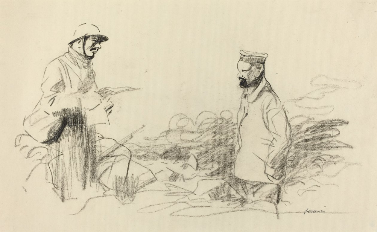 Poilu Acknowlegging German Soldier, pravděpodobně 1918. od Jean Louis Forain
