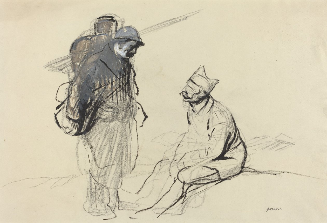 Poilu a Tommy konverzují od Jean Louis Forain